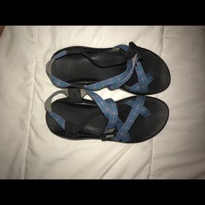 blue one strapped chaco!